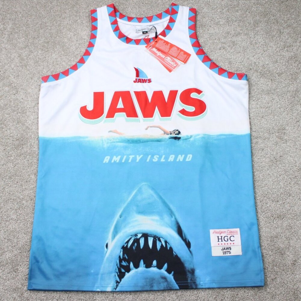 Jaws Movie Basketball Jersey NWT Mens 2XL XXL Headgear Classics Amity island HGC